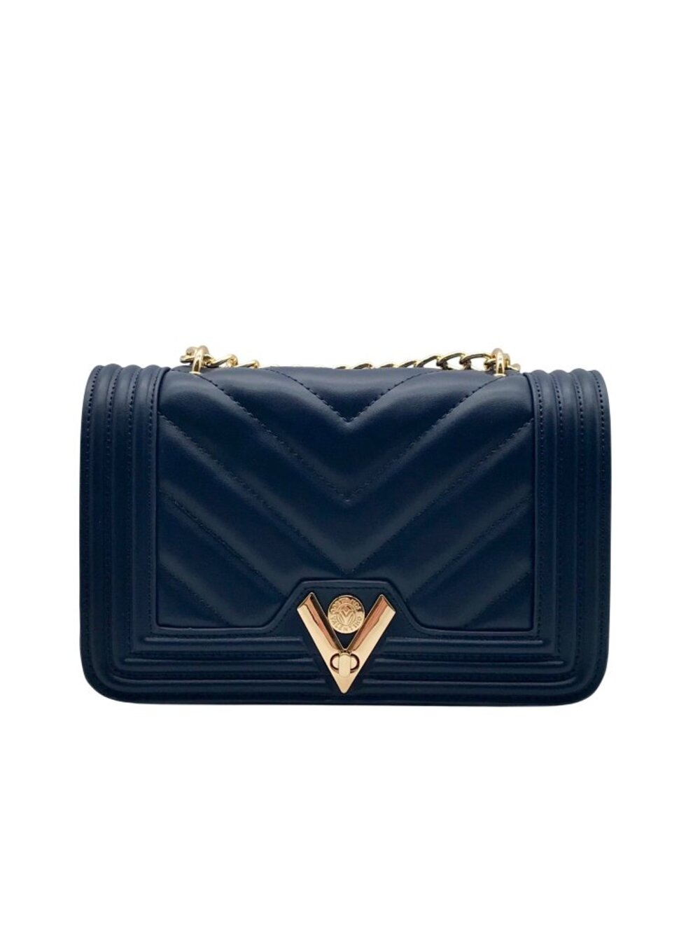 Valentino Orlandi Navy Blue Faux Leather Crossbody Bag